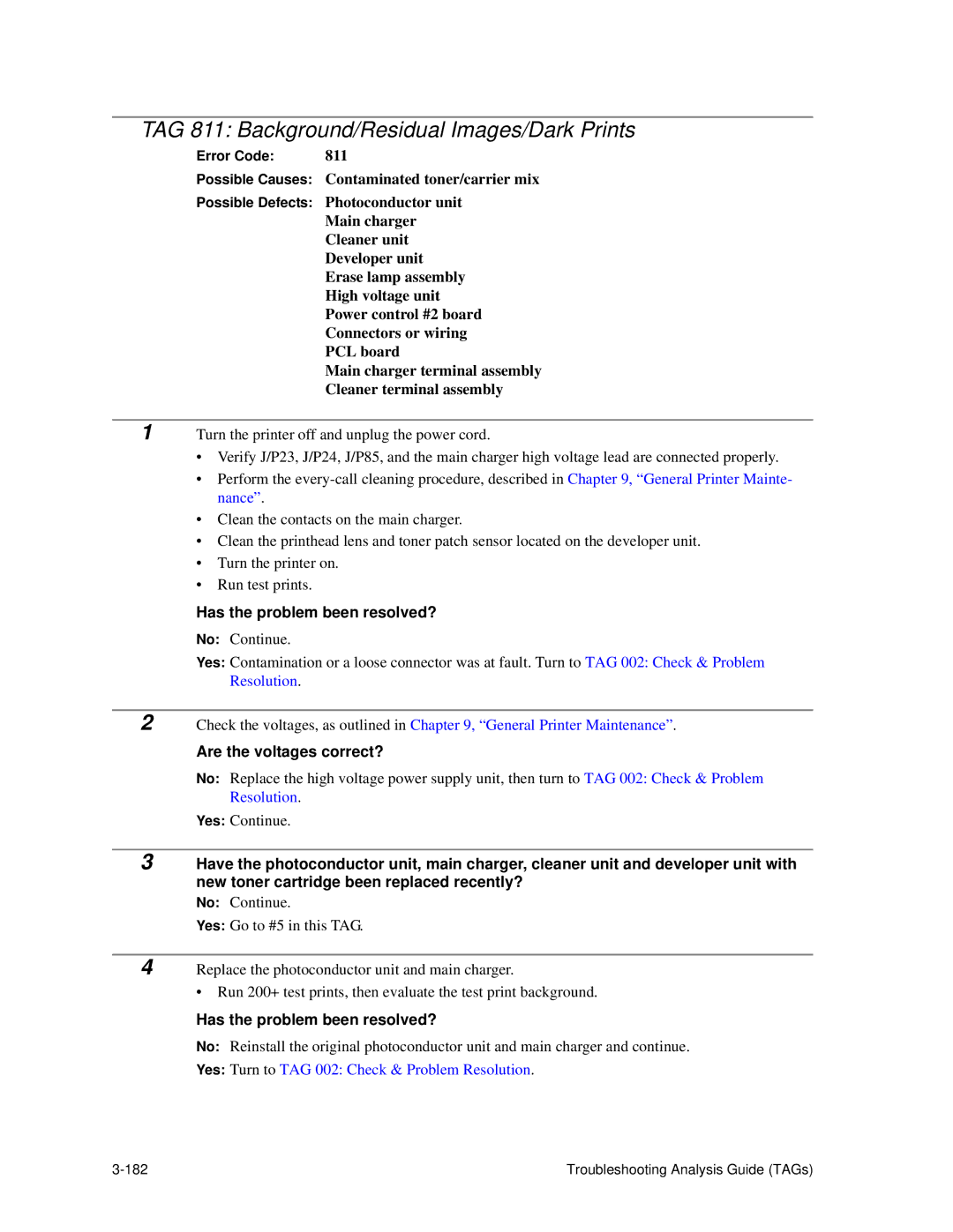 HP C30 manual TAG 811 Background/Residual Images/Dark Prints 