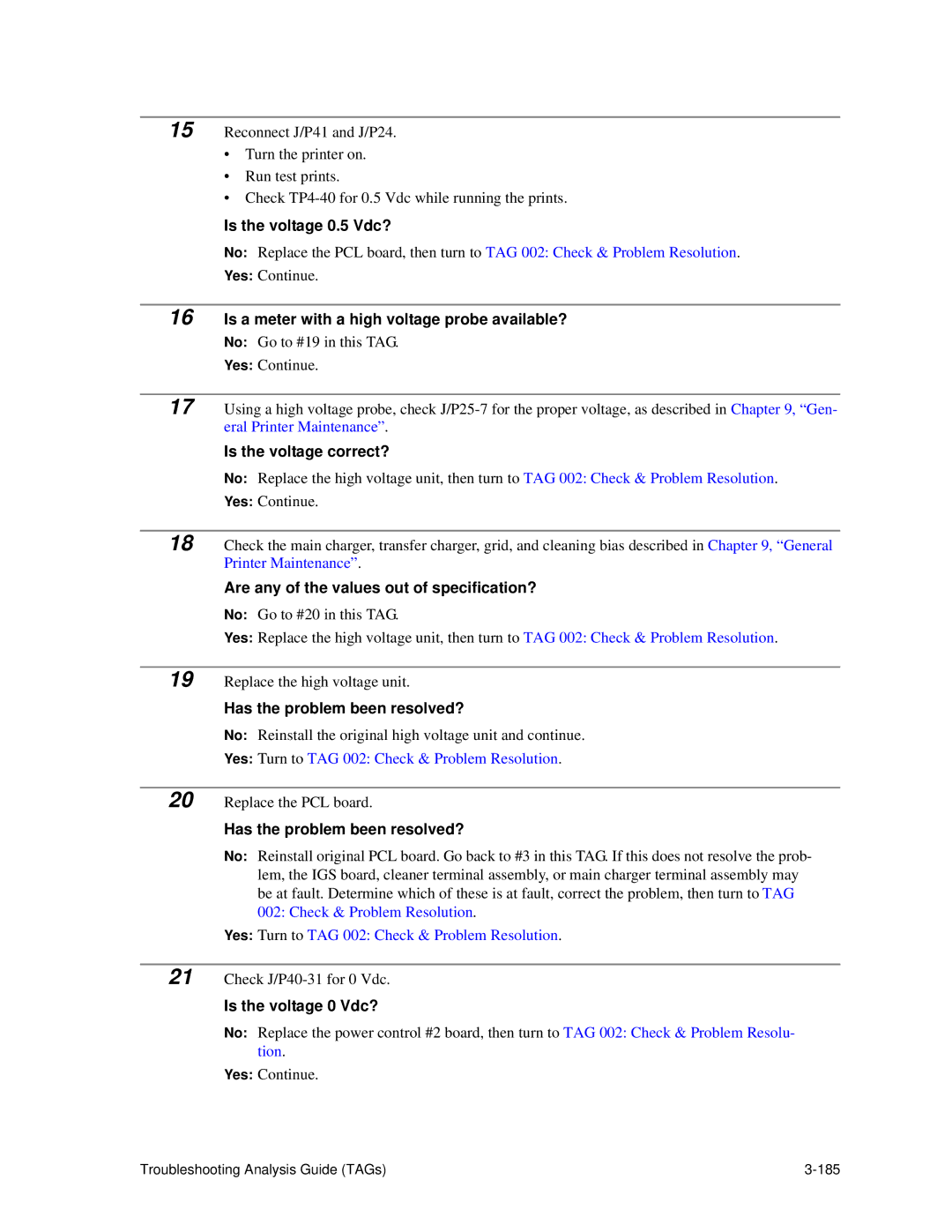 HP C30 manual Is the voltage 0.5 Vdc?, Are any of the values out of specification? 