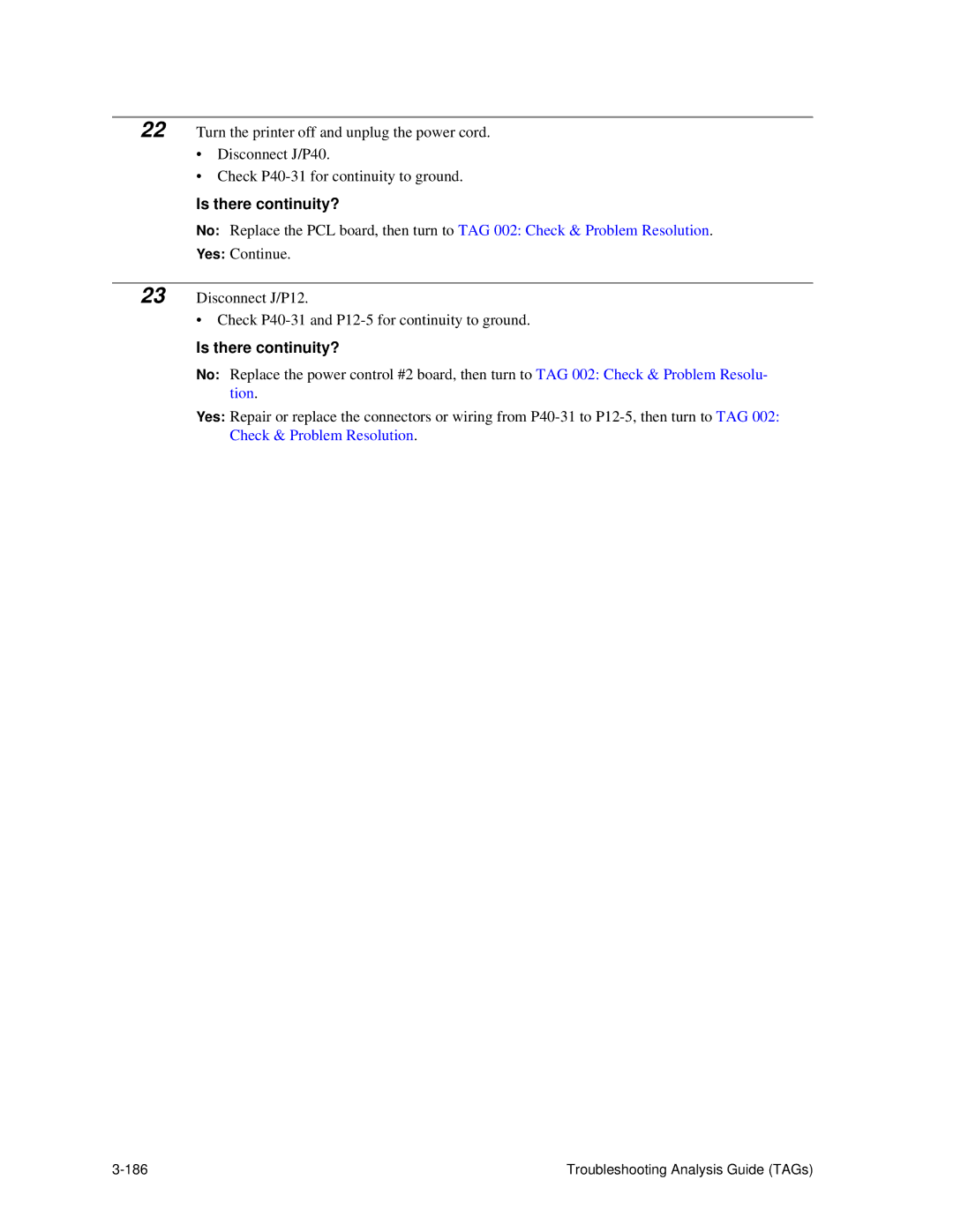 HP C30 manual Troubleshooting Analysis Guide TAGs 