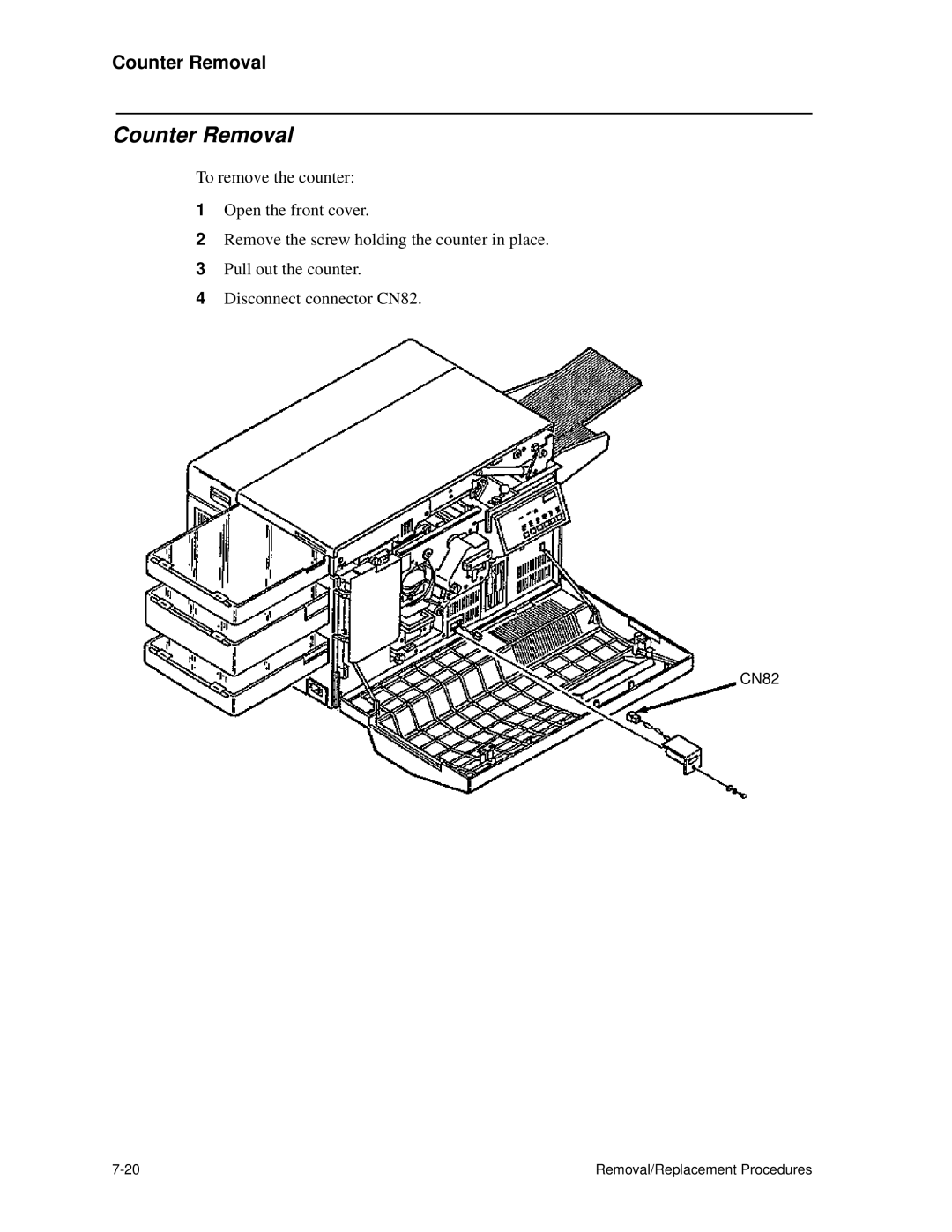 HP C30 manual Counter Removal 