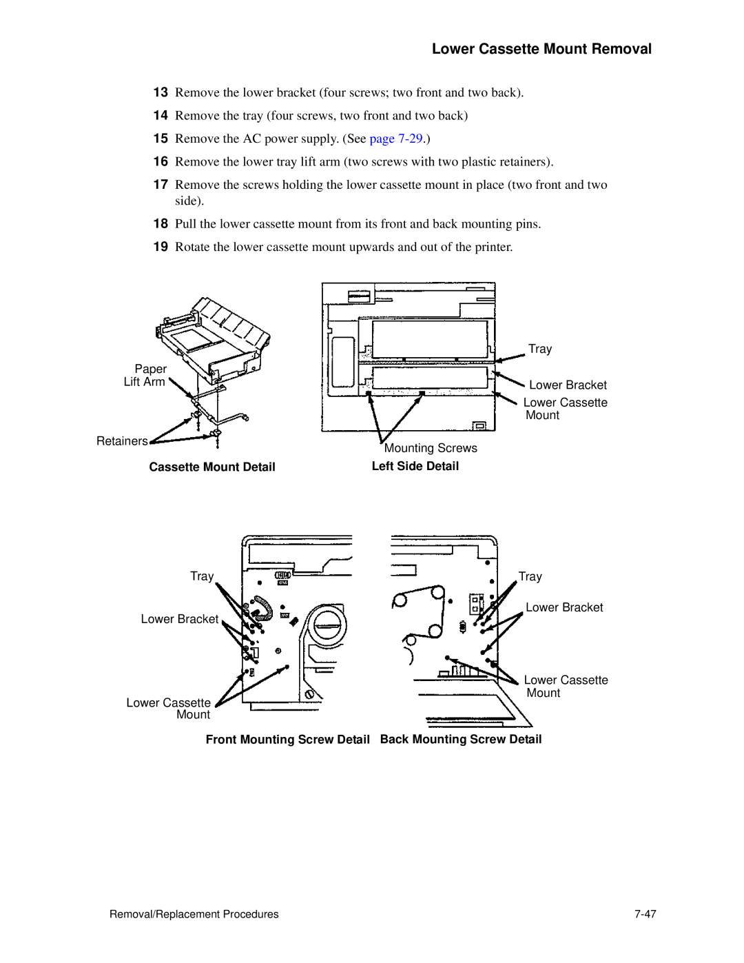 HP C30 manual Tray Lower Bracket Lower Cassette Mount 