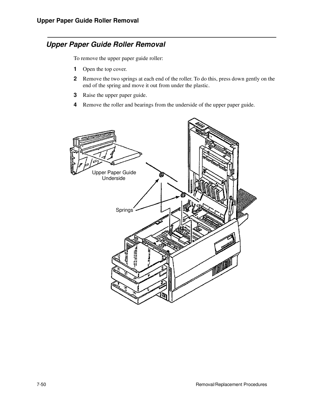 HP C30 manual Upper Paper Guide Roller Removal 