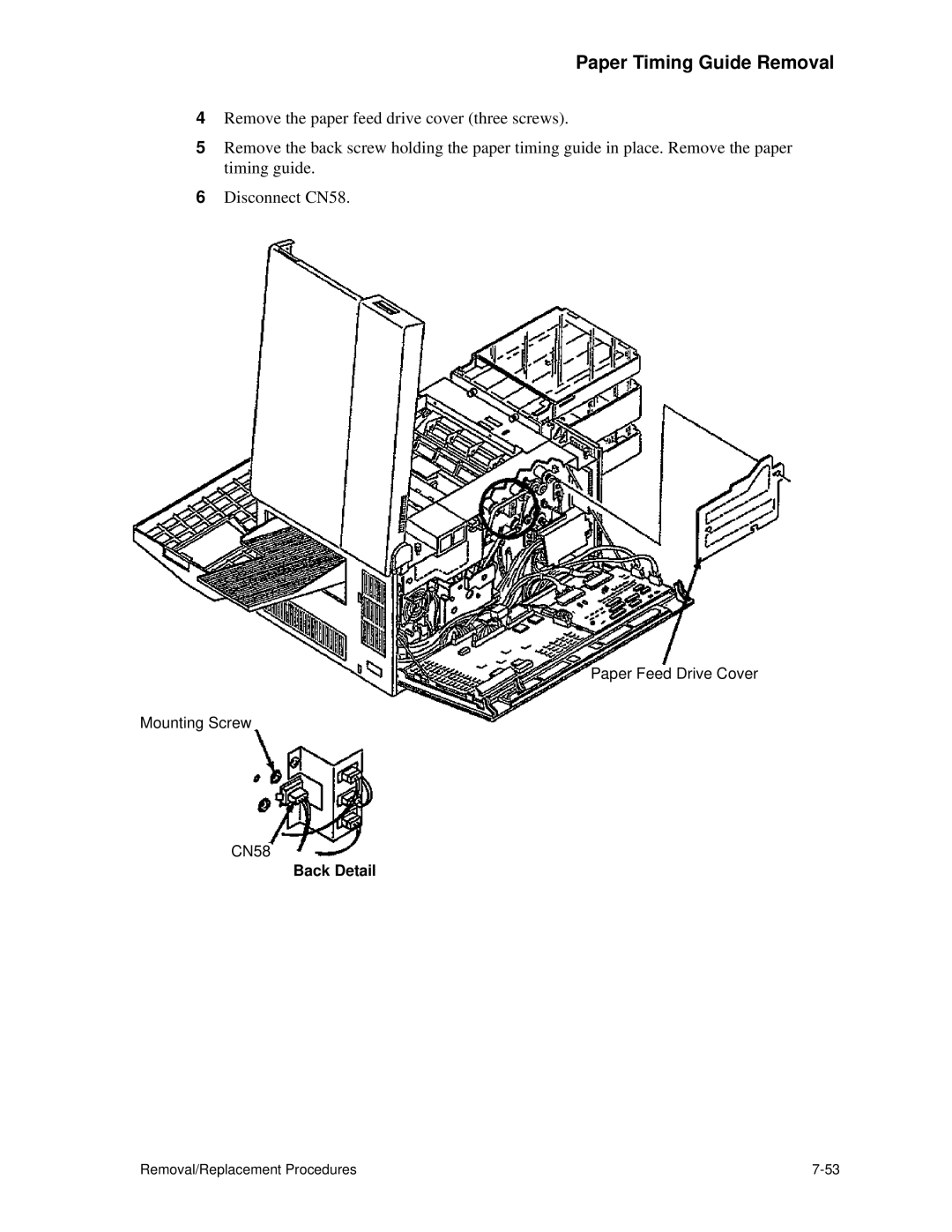 HP C30 manual Paper Feed Drive Cover Mounting Screw CN58 