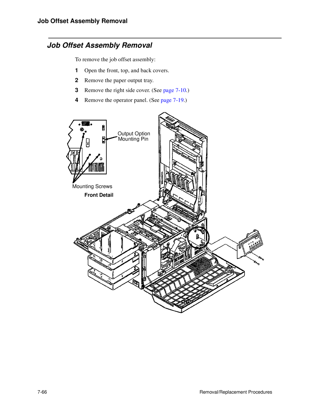 HP C30 manual Job Offset Assembly Removal 