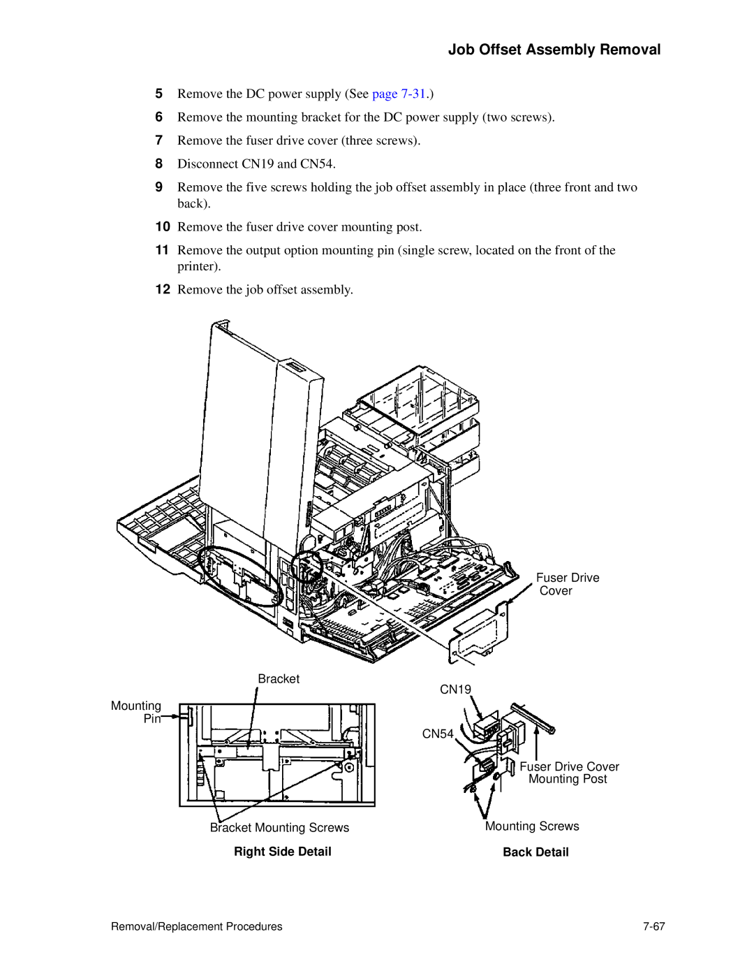 HP C30 manual Right Side Detail Back Detail 