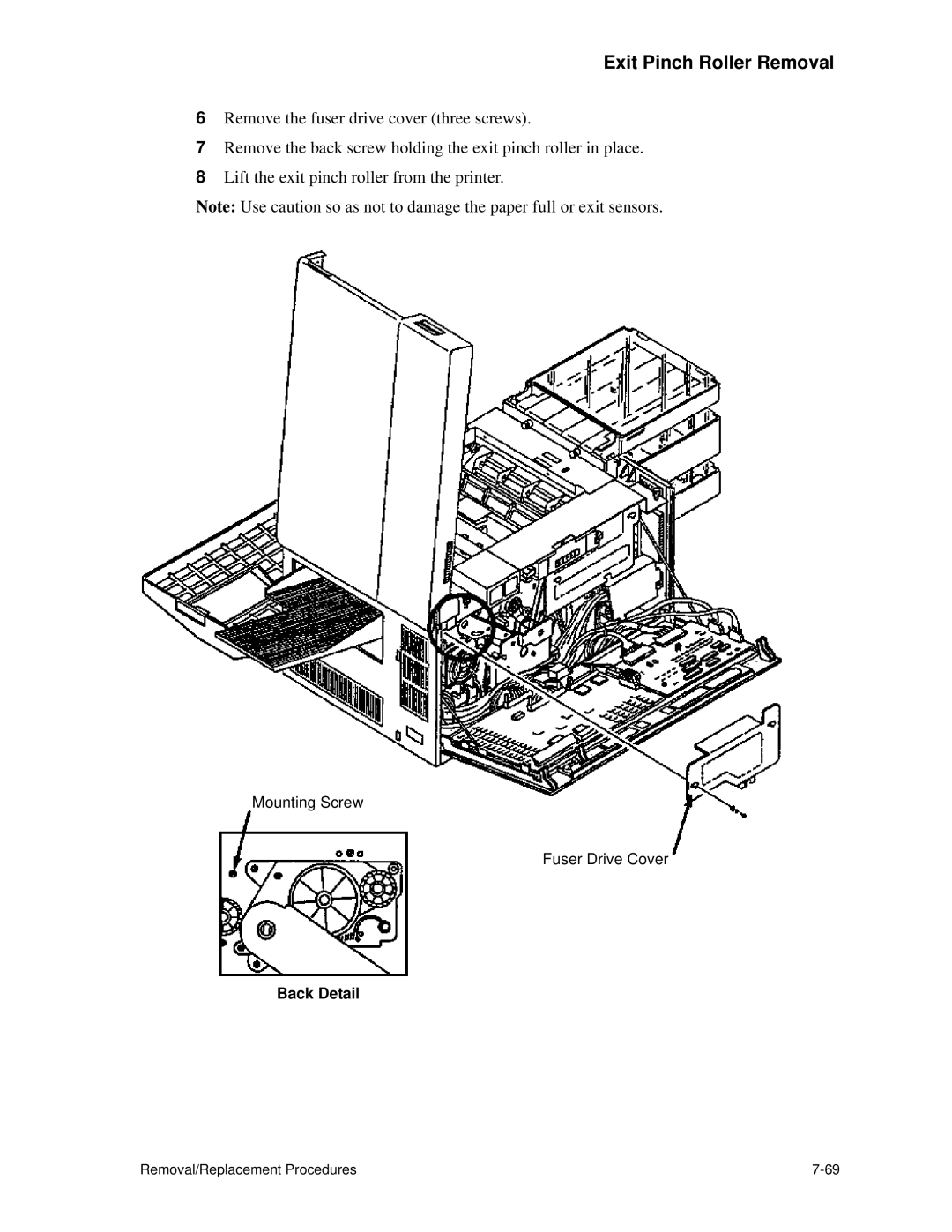 HP C30 manual Mounting Screw Fuser Drive Cover 