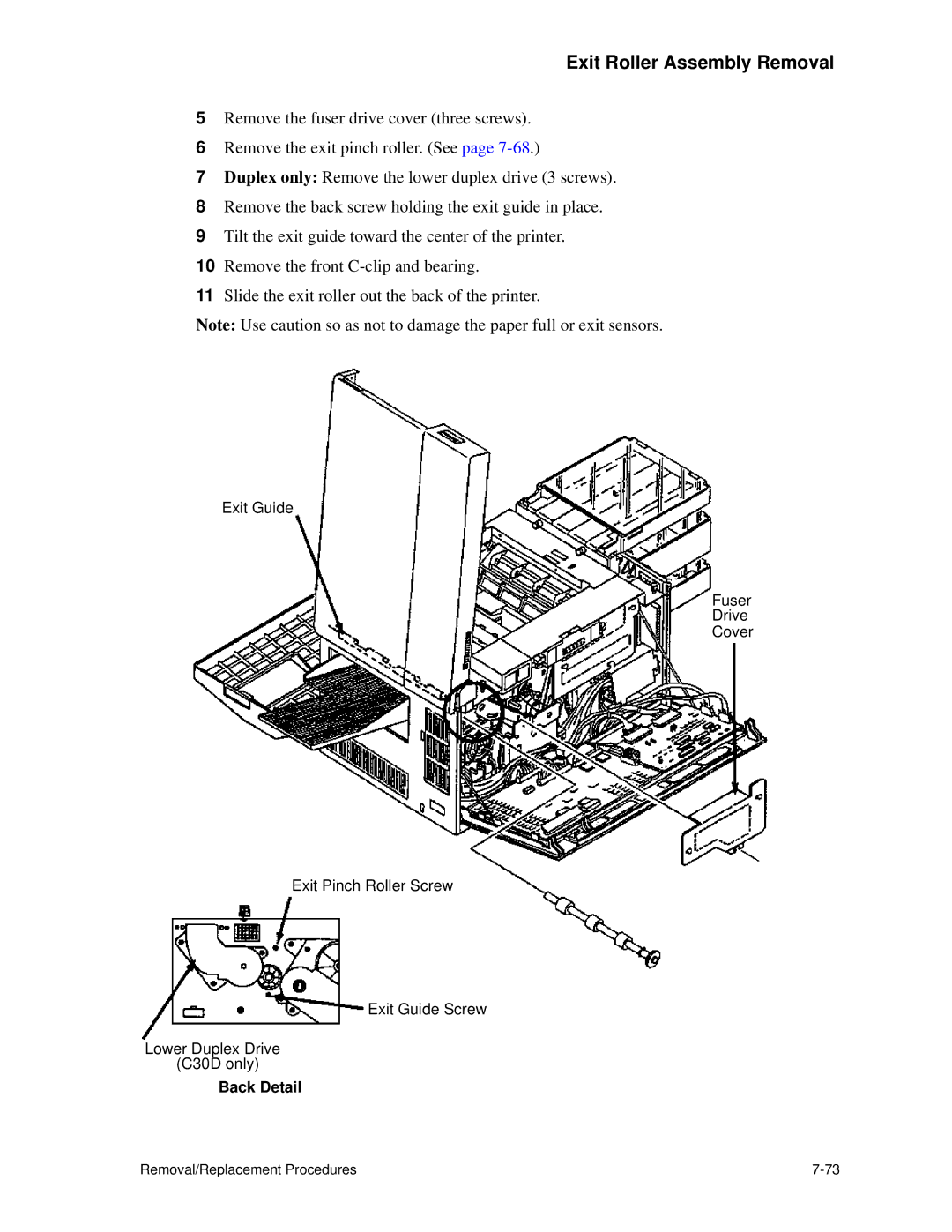 HP C30 manual Back Detail 