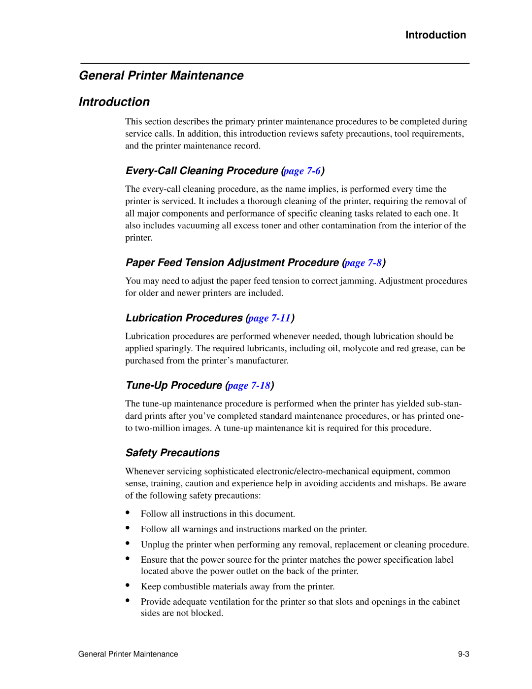 HP C30 manual General Printer Maintenance Introduction 