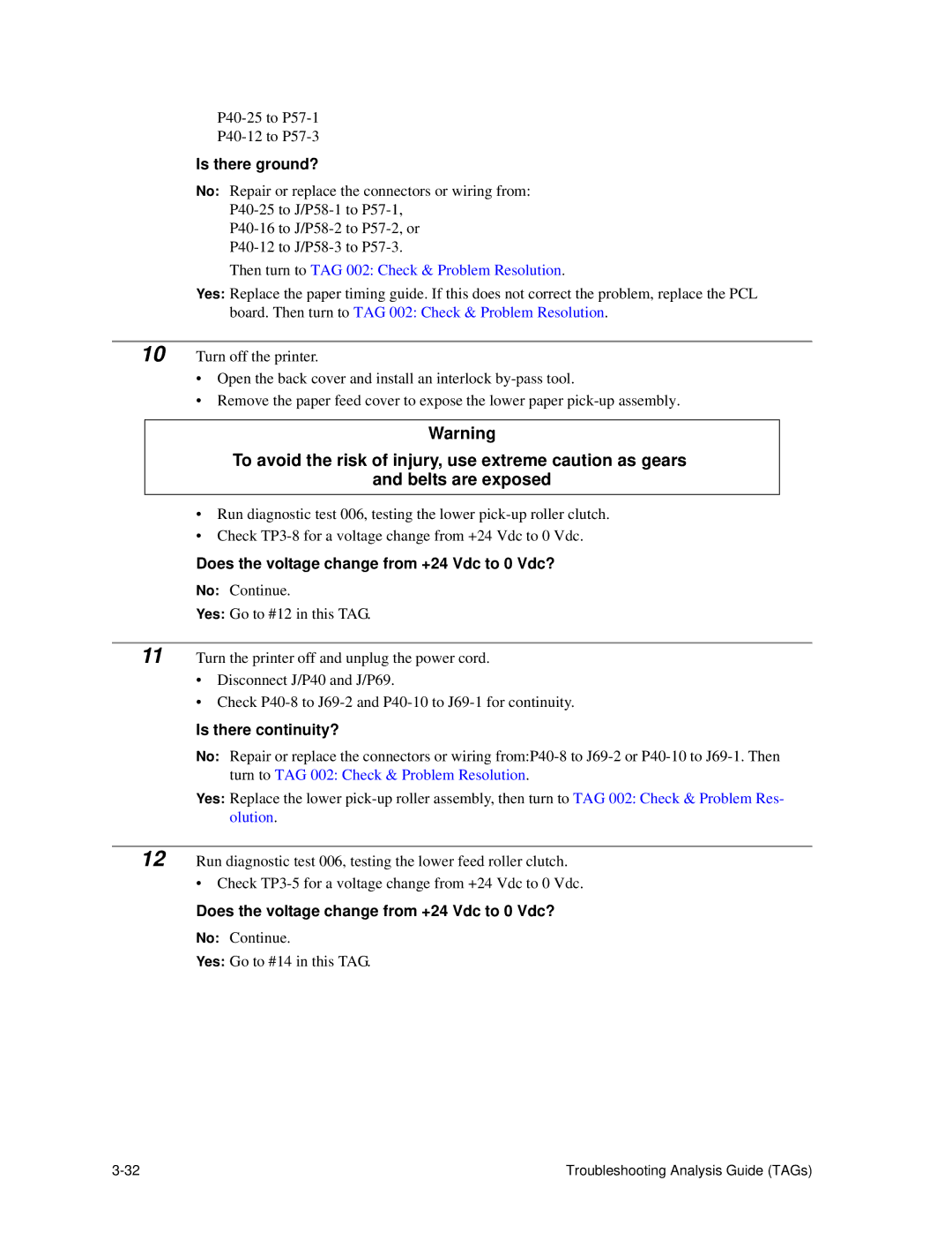 HP C30 manual Is there ground?, Then turn to TAG 002 Check & Problem Resolution 