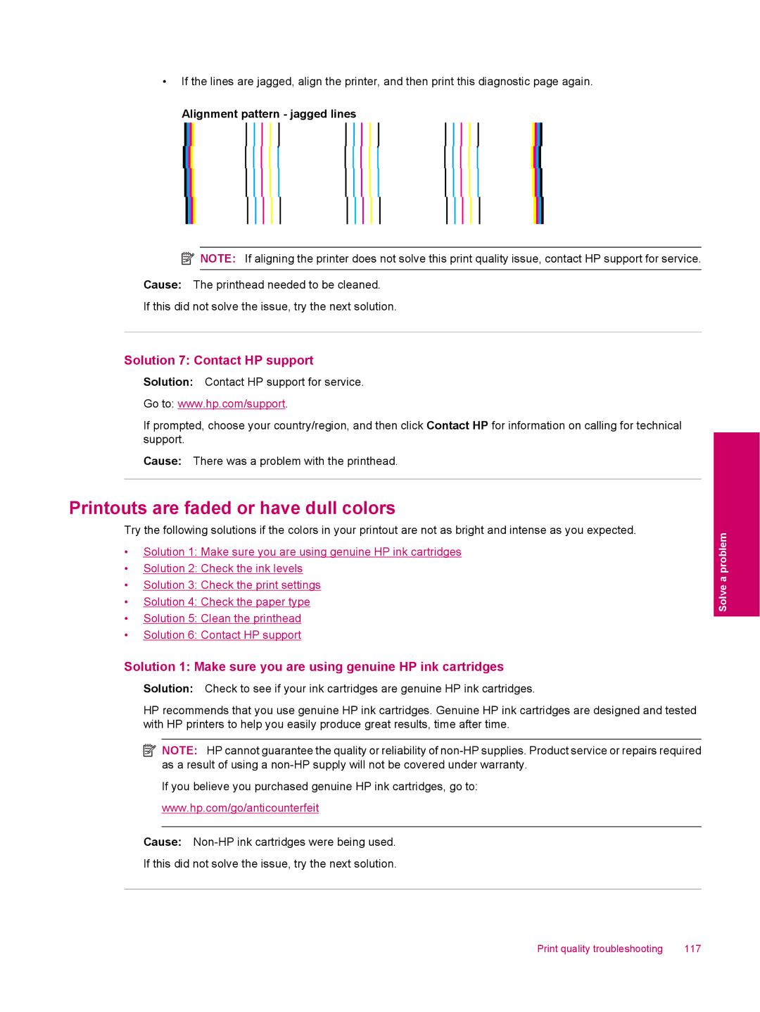 HP C309a manual Printouts are faded or have dull colors, Solution 7 Contact HP support 