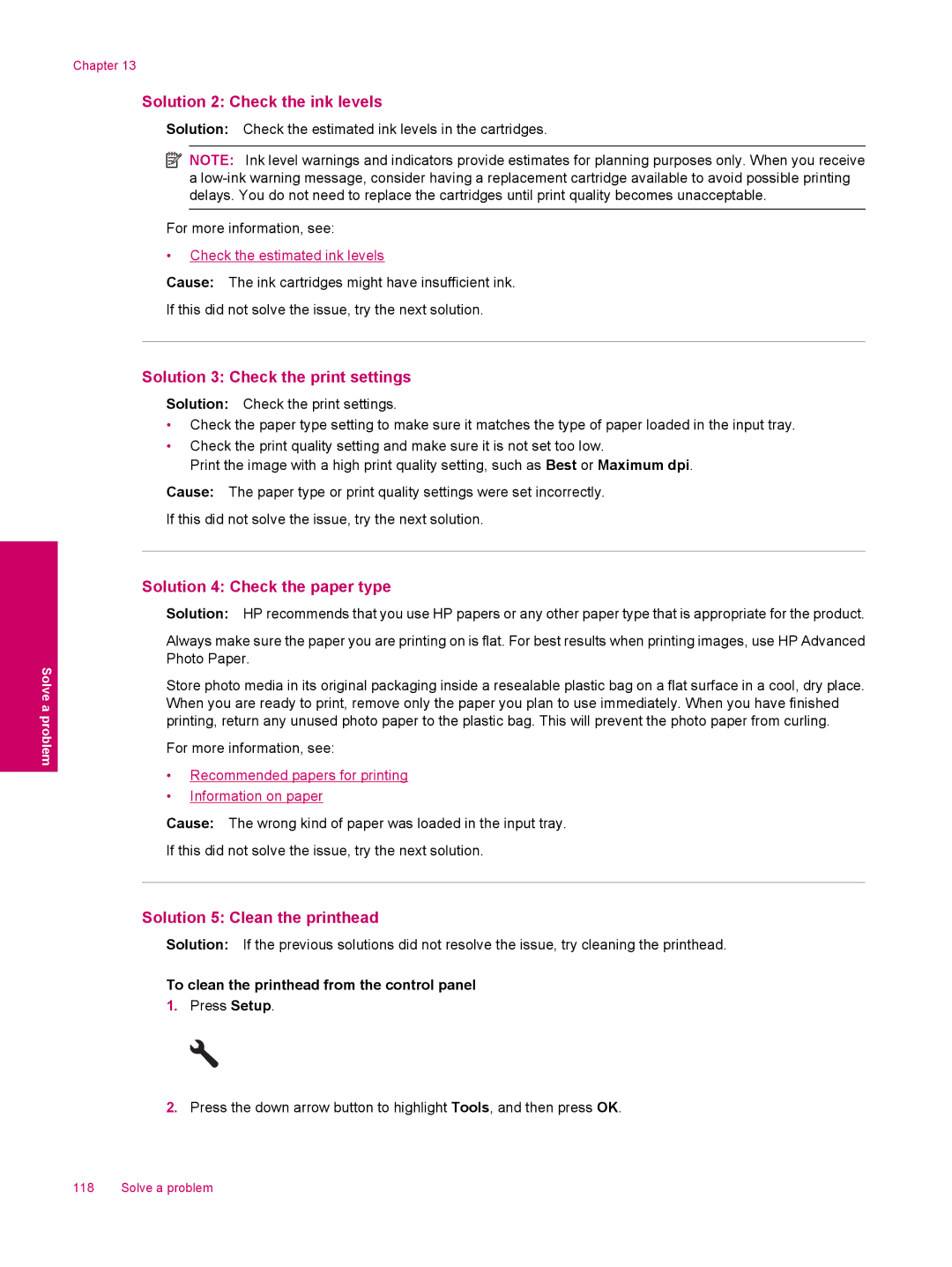 HP C309a manual Solution 2 Check the ink levels 