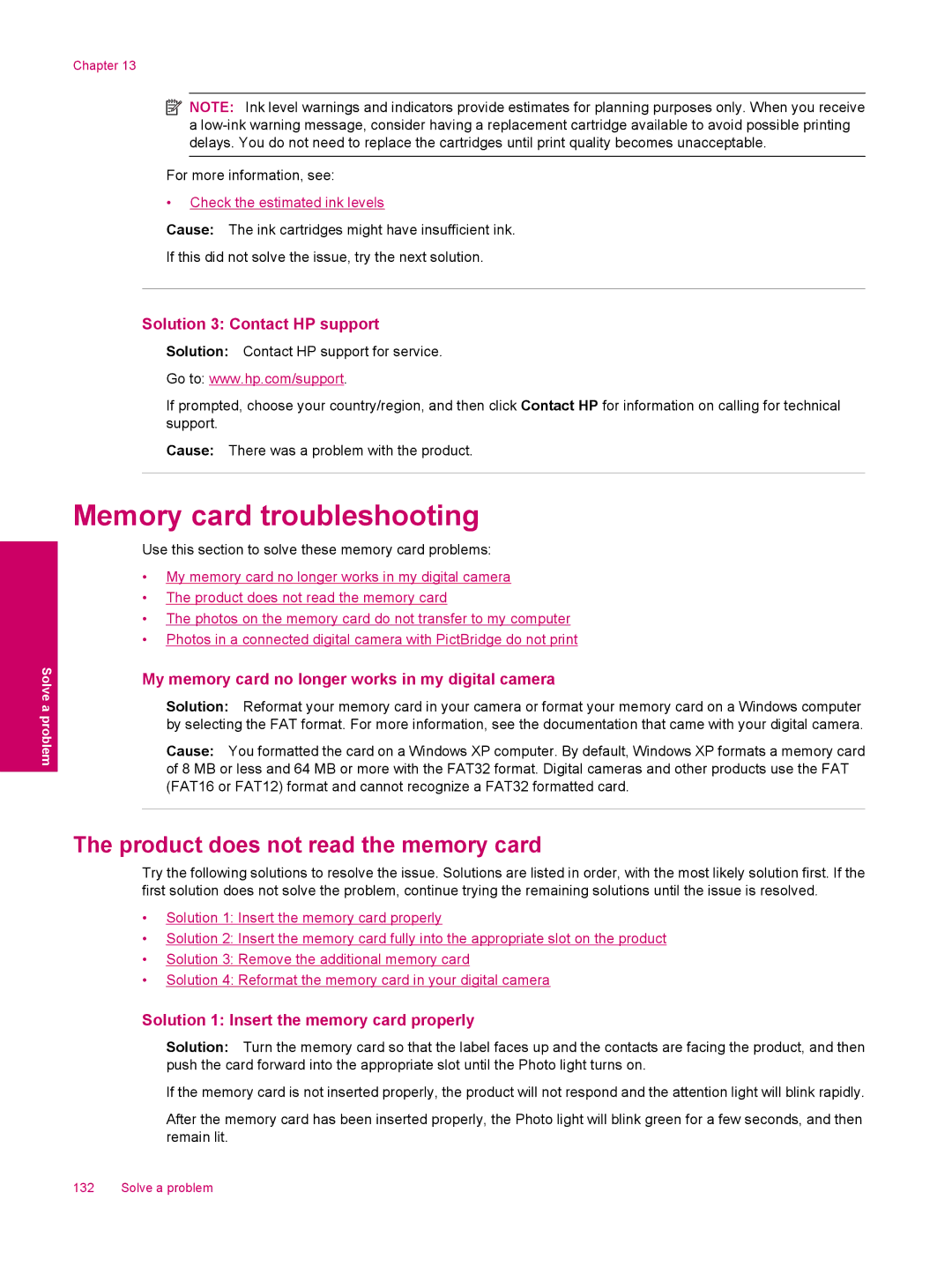 HP C309a manual Memory card troubleshooting, Product does not read the memory card, Solution 3 Contact HP support 