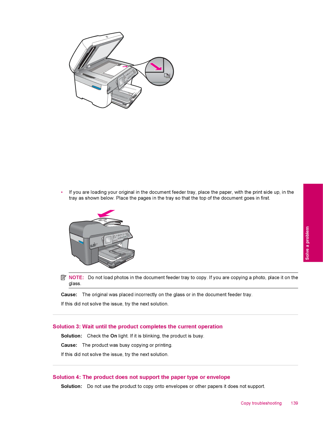 HP C309a manual Copy troubleshooting 139 