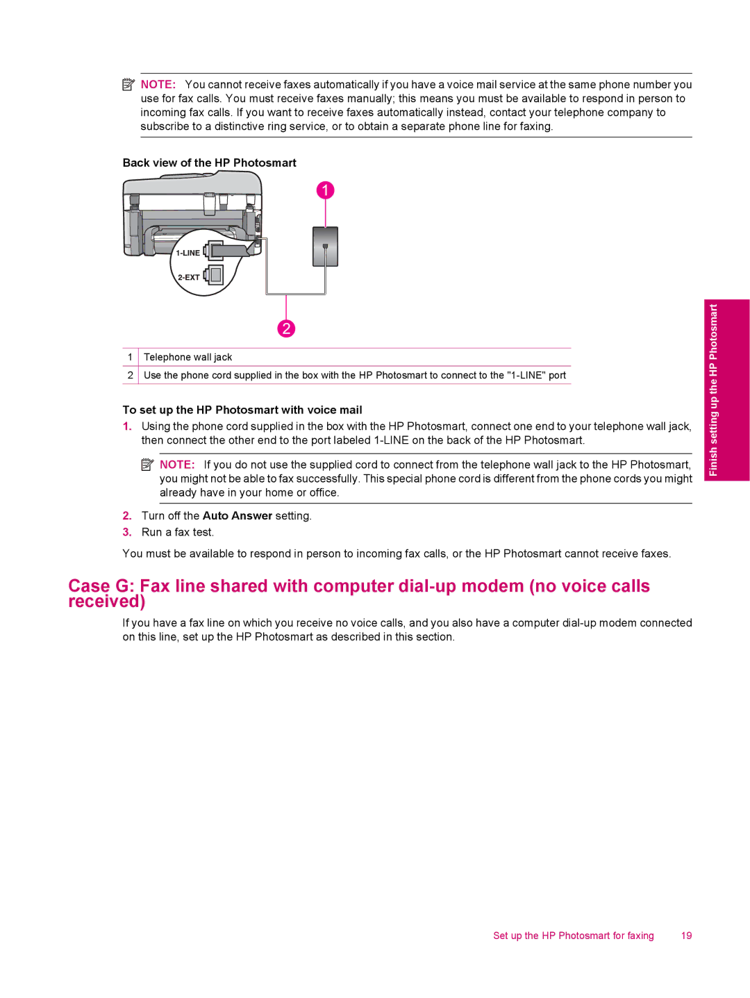 HP C309a manual To set up the HP Photosmart with voice mail 