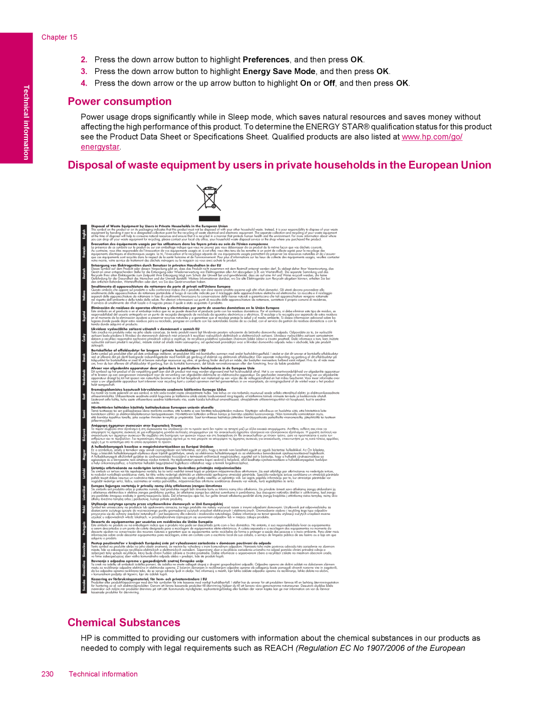 HP C309a manual Chemical Substances 