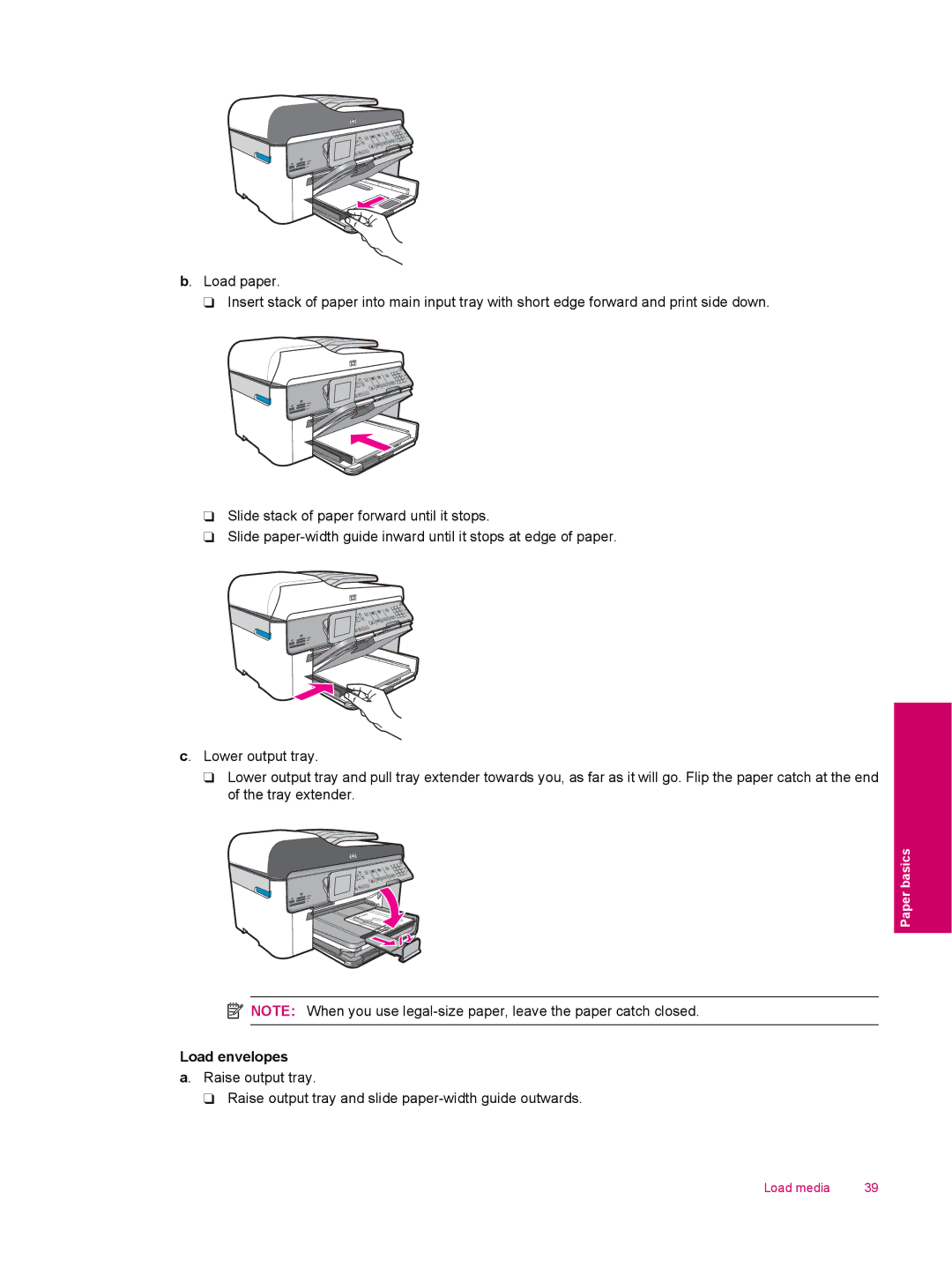 HP C309a manual Load envelopes 