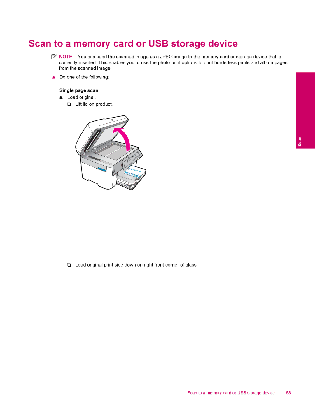 HP C309a manual Scan to a memory card or USB storage device 