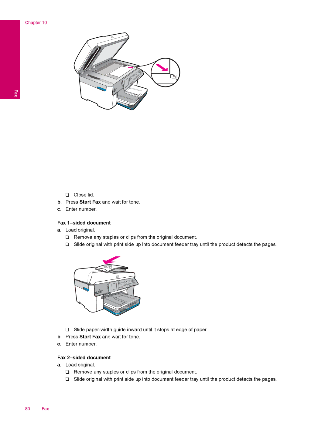 HP C309a manual Fax 1-sided document a. Load original, Fax 2-sided document a. Load original 