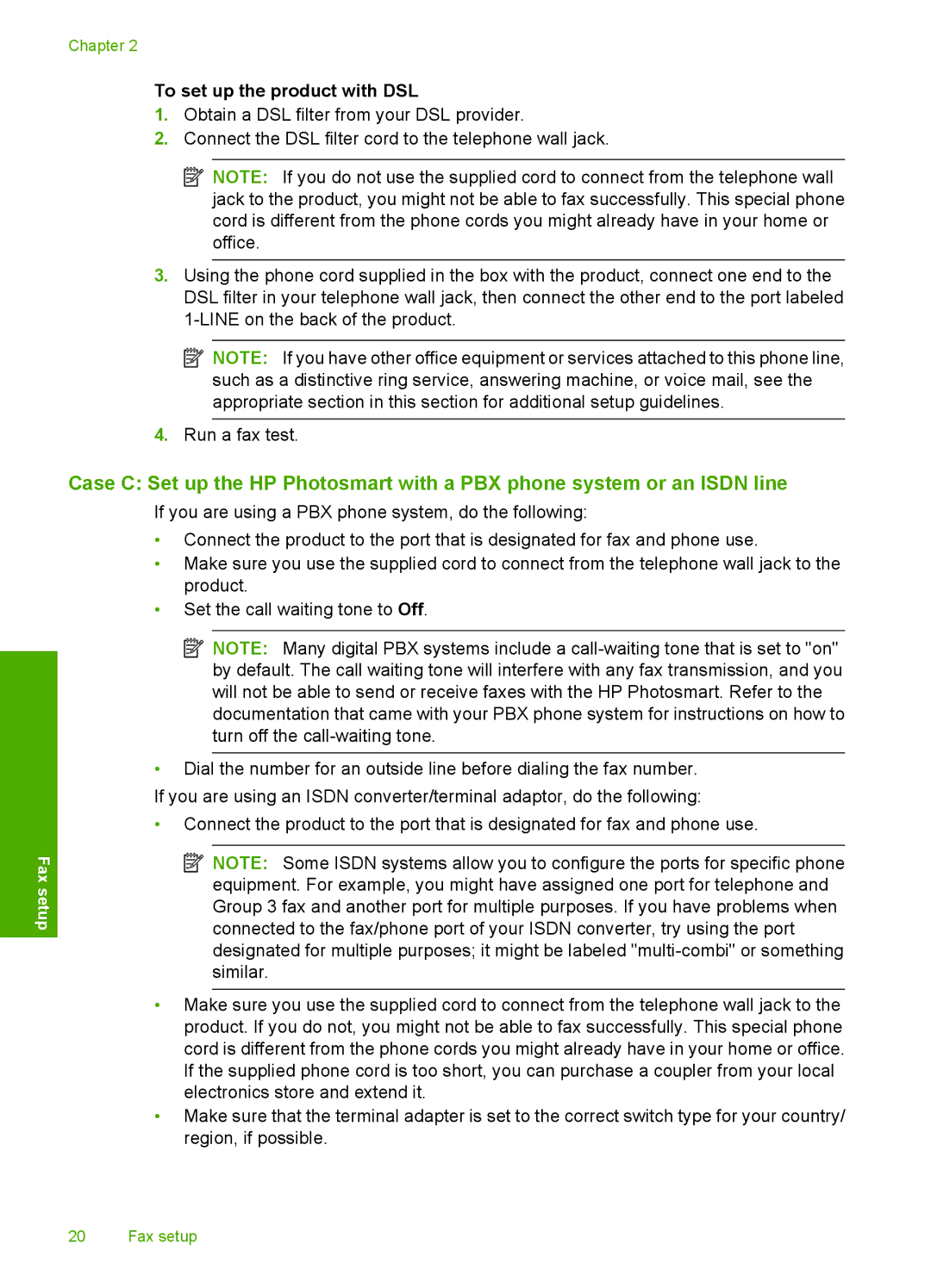 HP C309a manual To set up the product with DSL 