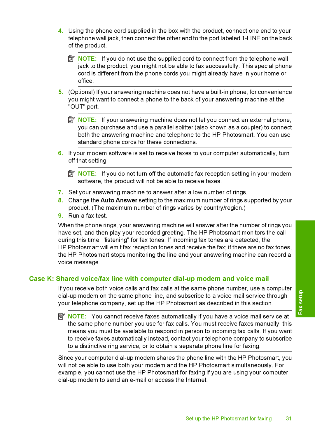 HP C309a manual Fax setup 