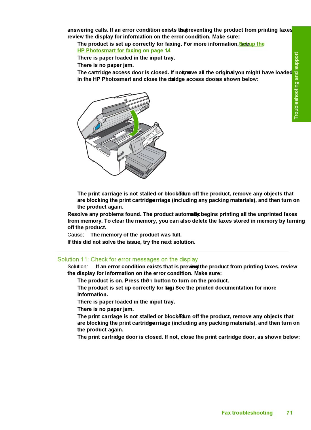 HP C309a manual Solution 11 Check for error messages on the display 