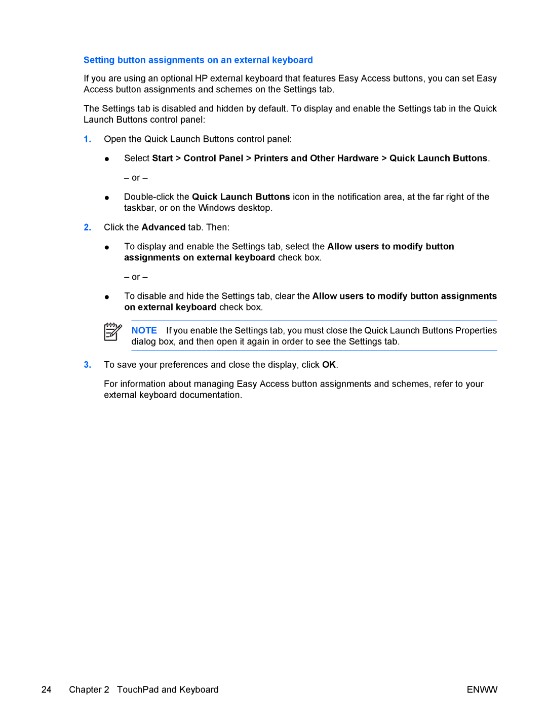 HP C300EU, C310EA, C305LA, C310EU, C303NR, C304NR, C301NR, C302NR, C318LA manual Setting button assignments on an external keyboard 