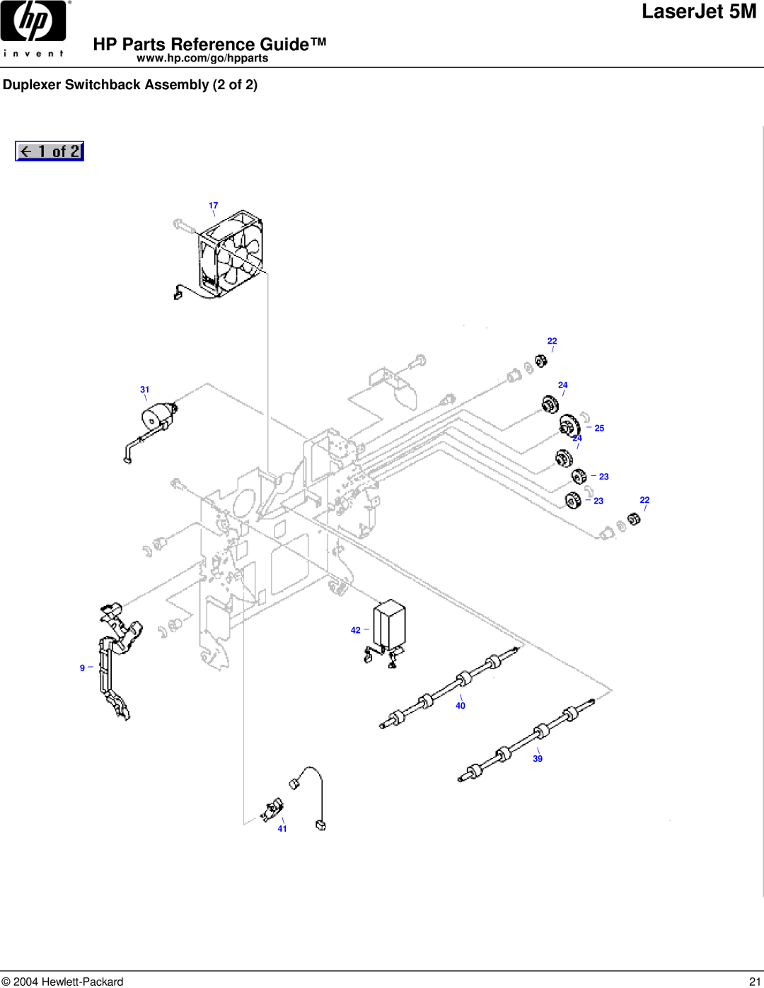 HP C3132A manual Duplexer Switchback Assembly 2 