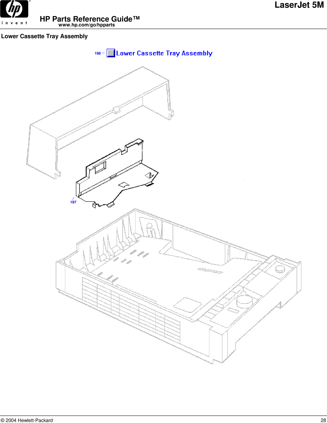 HP C3132A manual Lower Cassette Tray Assembly 