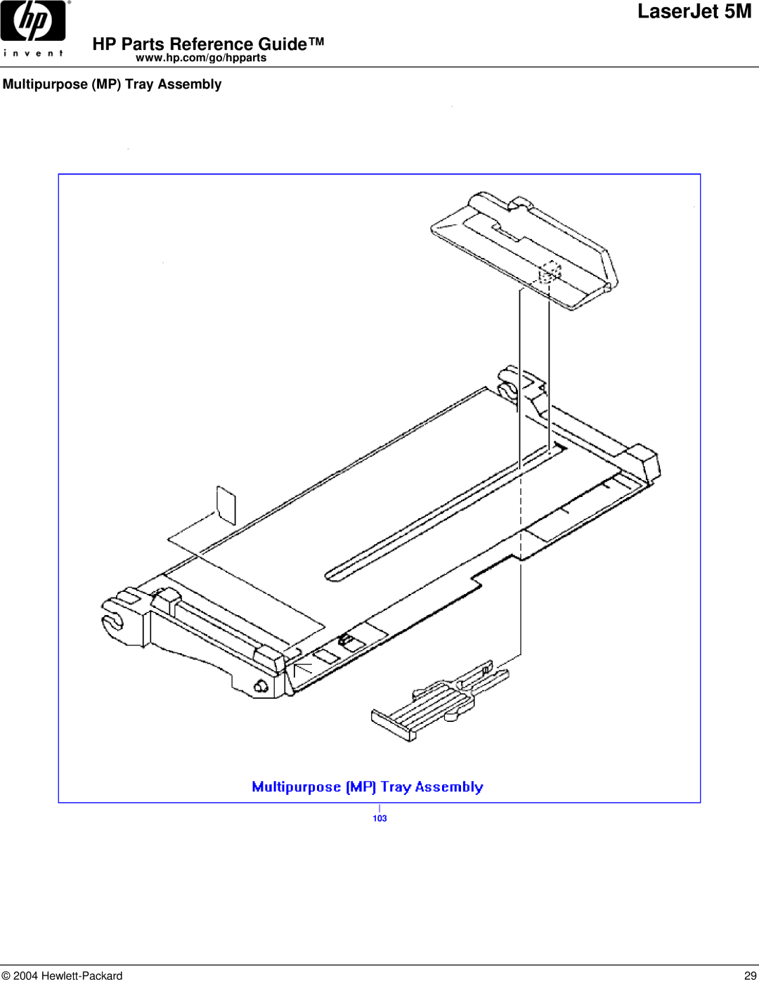 HP C3132A manual Multipurpose MP Tray Assembly 