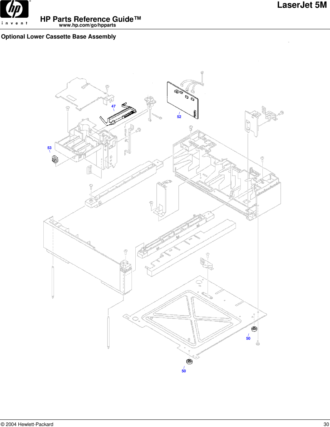 HP C3132A manual Optional Lower Cassette Base Assembly 