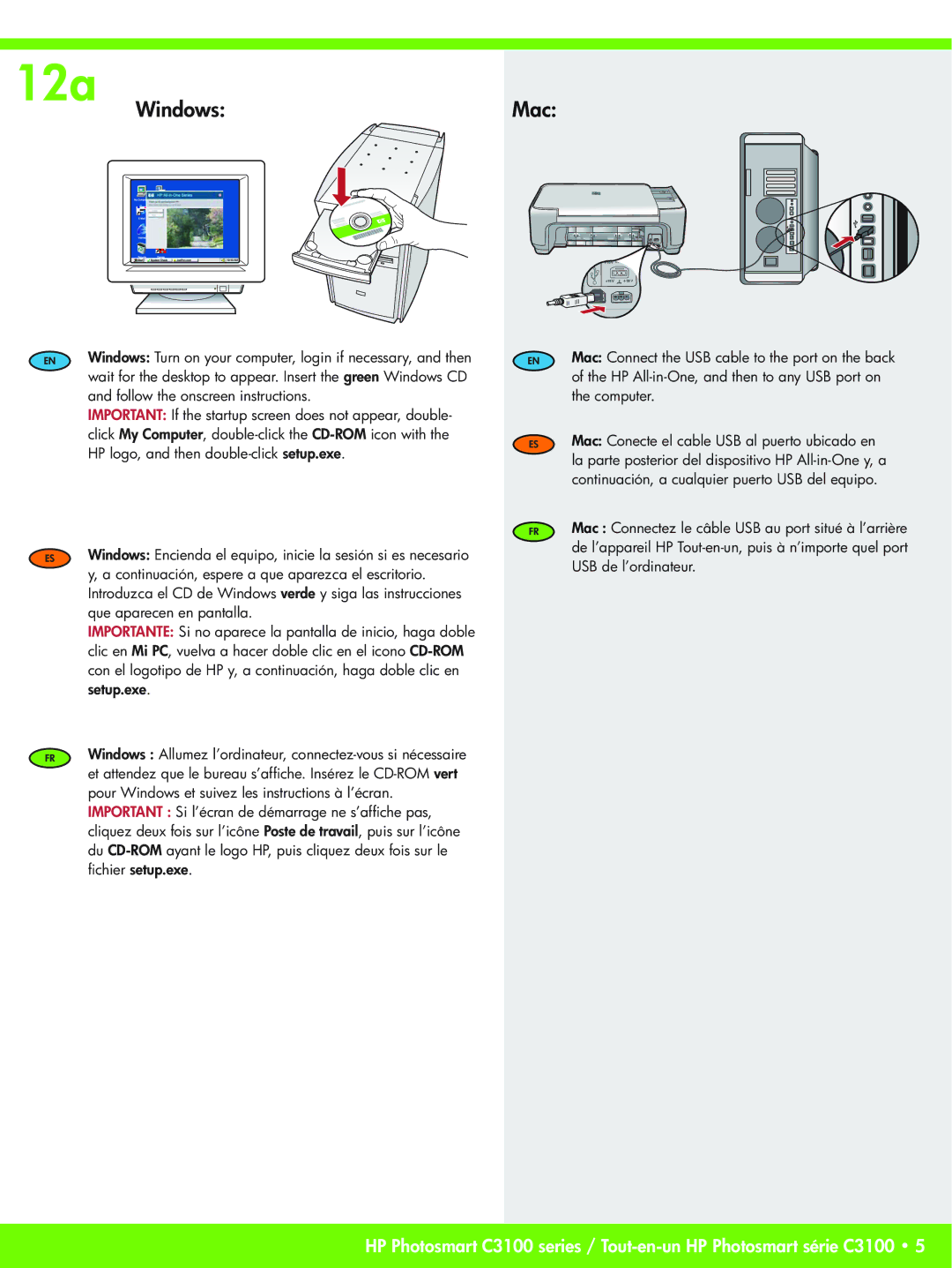 HP C3125, C3183, C3180, C3135, C3150, C3140 manual WindowsMac 