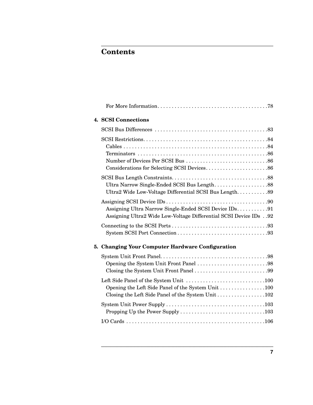 HP c3700 manual Scsi Connections, Changing Your Computer Hardware Conﬁguration 