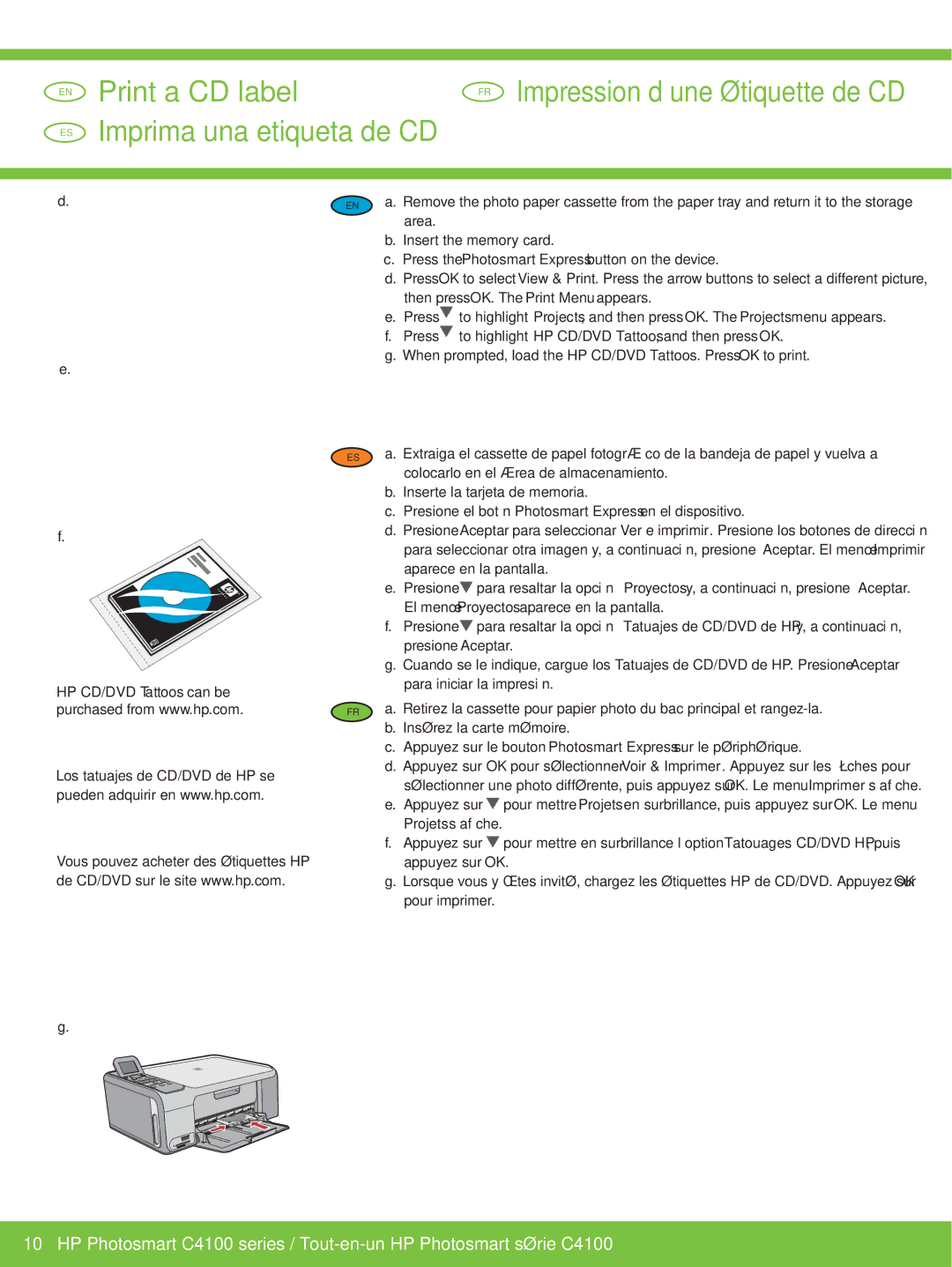 HP C4180, C4150, C4140 manual Then press OK. The Print Menu appears, Colocarlo en el área de almacenamiento 