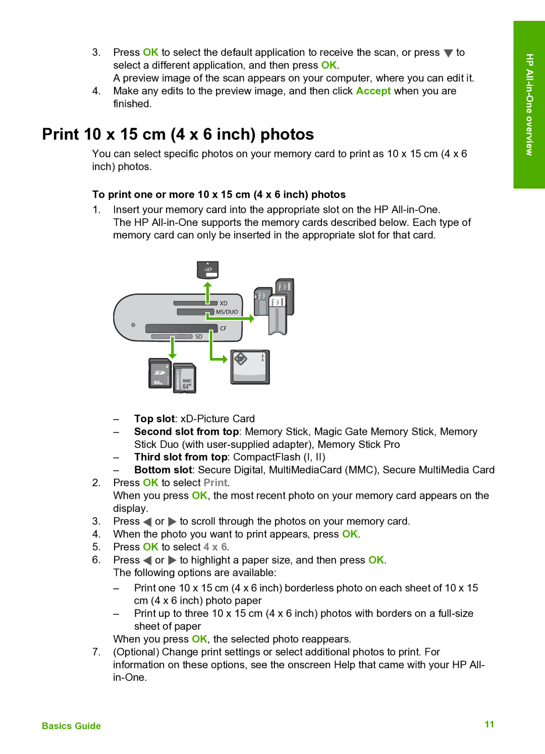 HP C4140, C4150, C4180 manual Print 10 x 15 cm 4 x 6 inch photos, To print one or more 10 x 15 cm 4 x 6 inch photos 