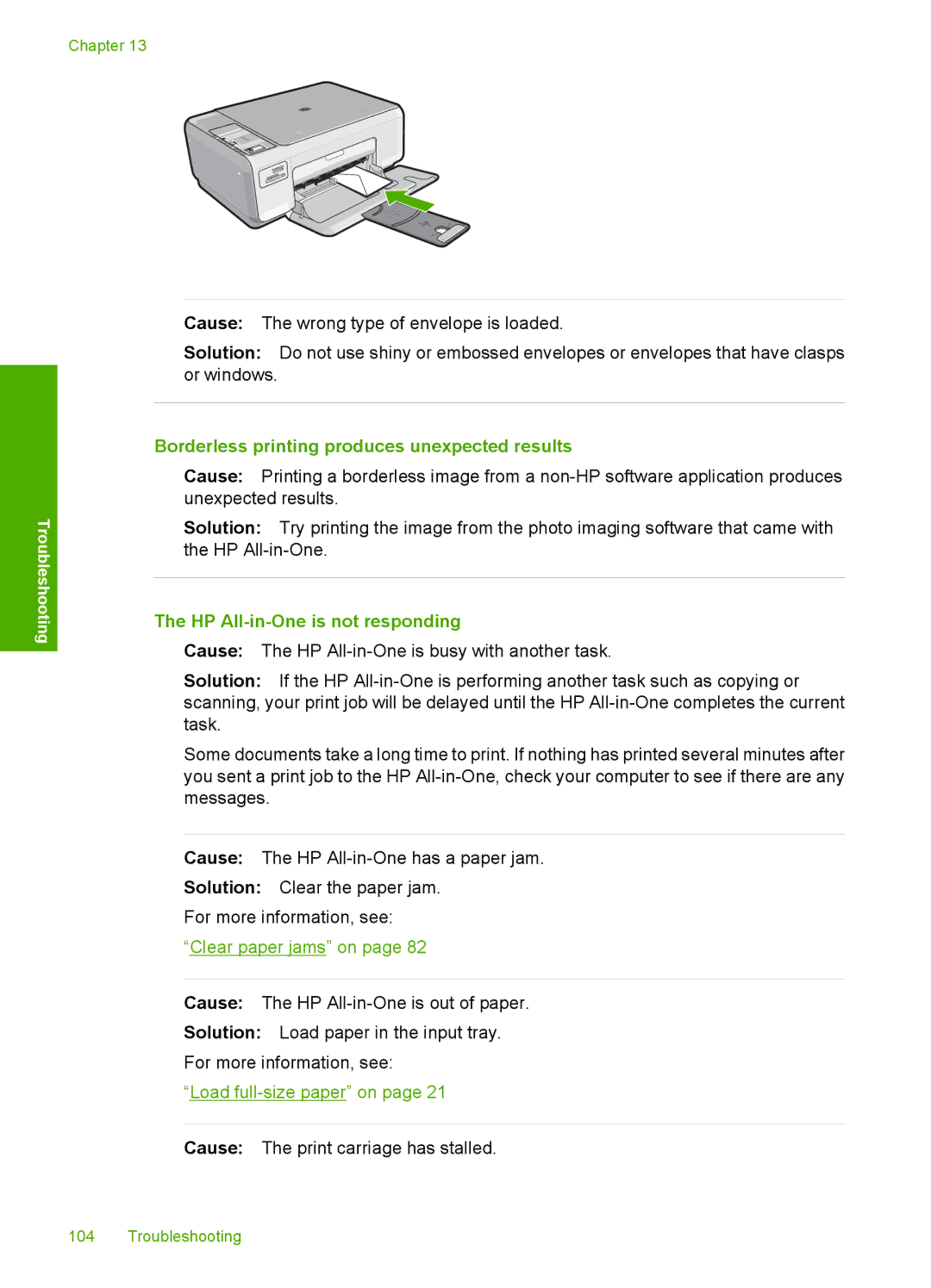 HP C4200 manual Borderless printing produces unexpected results, HP All-in-One is not responding 