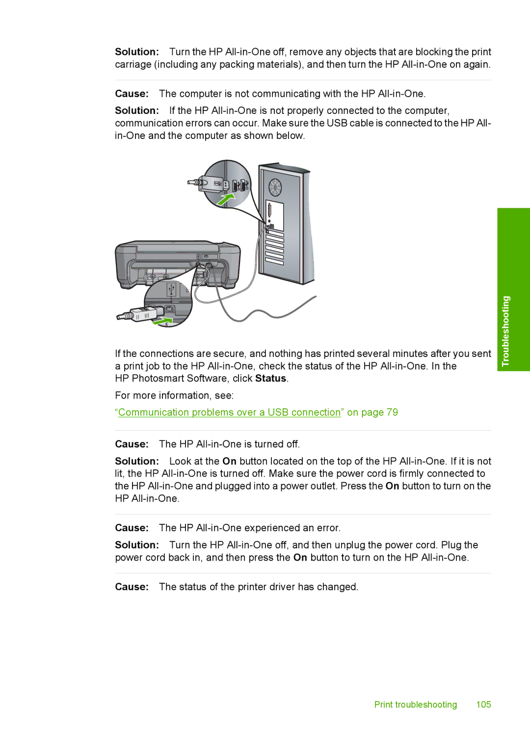 HP C4200 manual Communication problems over a USB connection on 