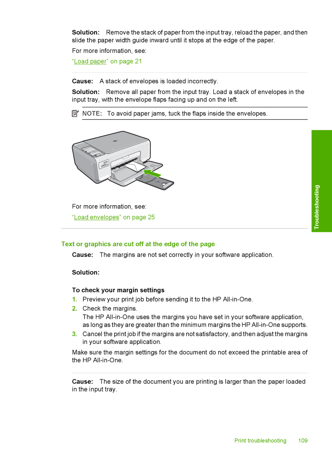 HP C4200 manual Text or graphics are cut off at the edge, Solution To check your margin settings 