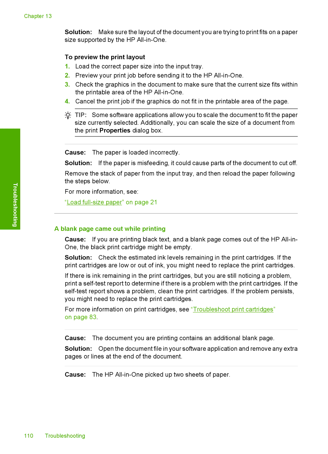 HP C4200 manual To preview the print layout, Blank page came out while printing 