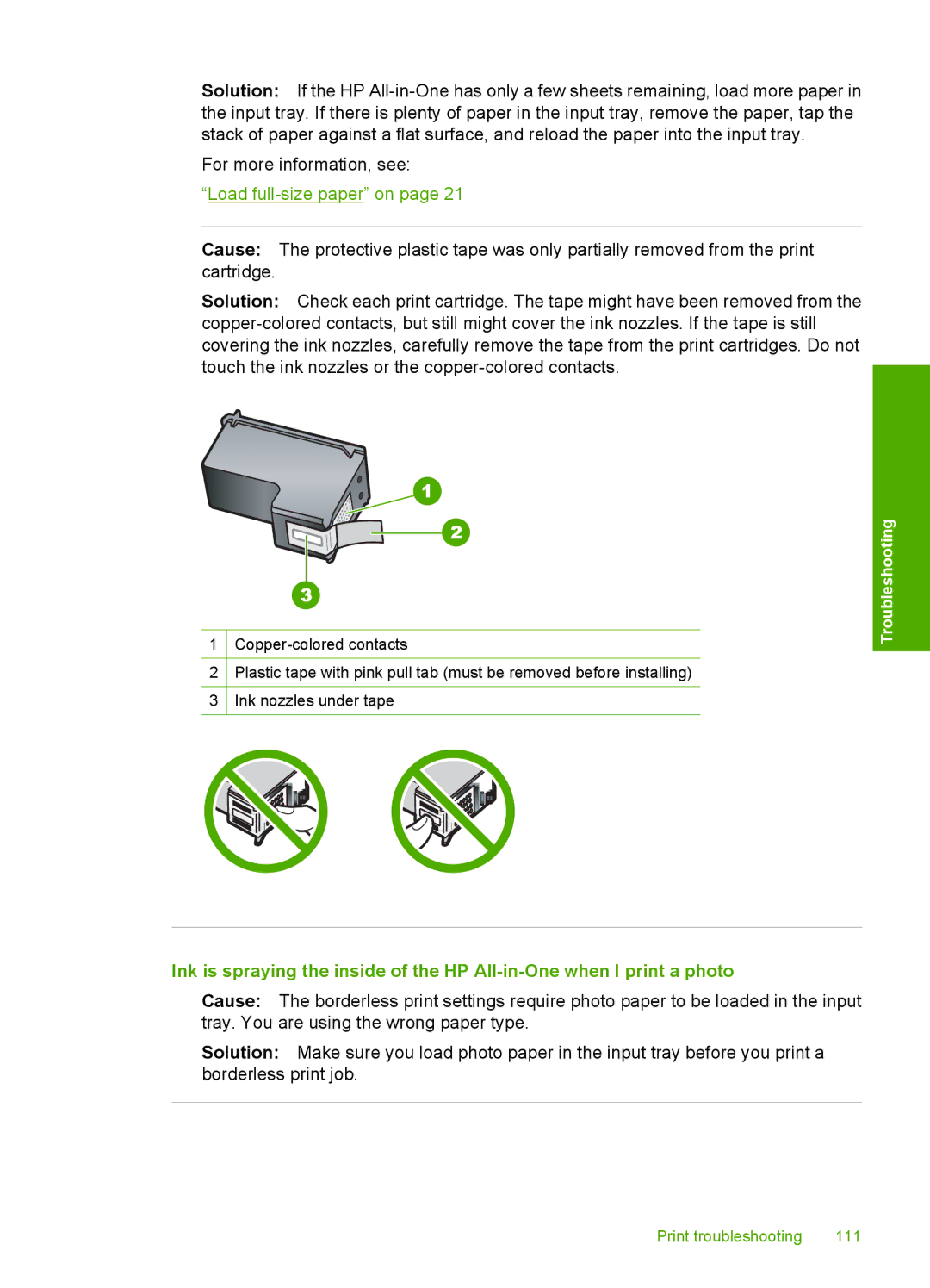 HP C4200 manual Print troubleshooting 111 