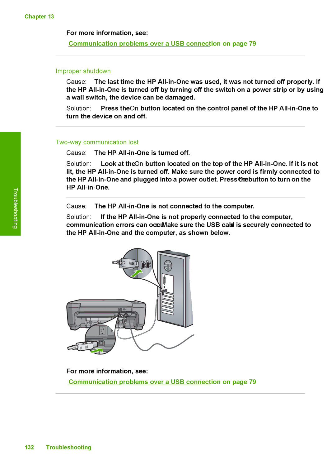 HP C4200 manual Improper shutdown, Two-way communication lost 