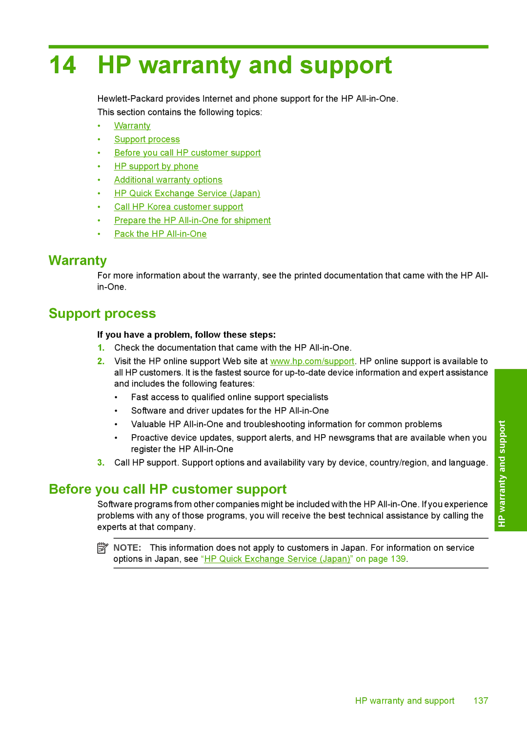 HP C4200 manual HP warranty and support, Warranty 