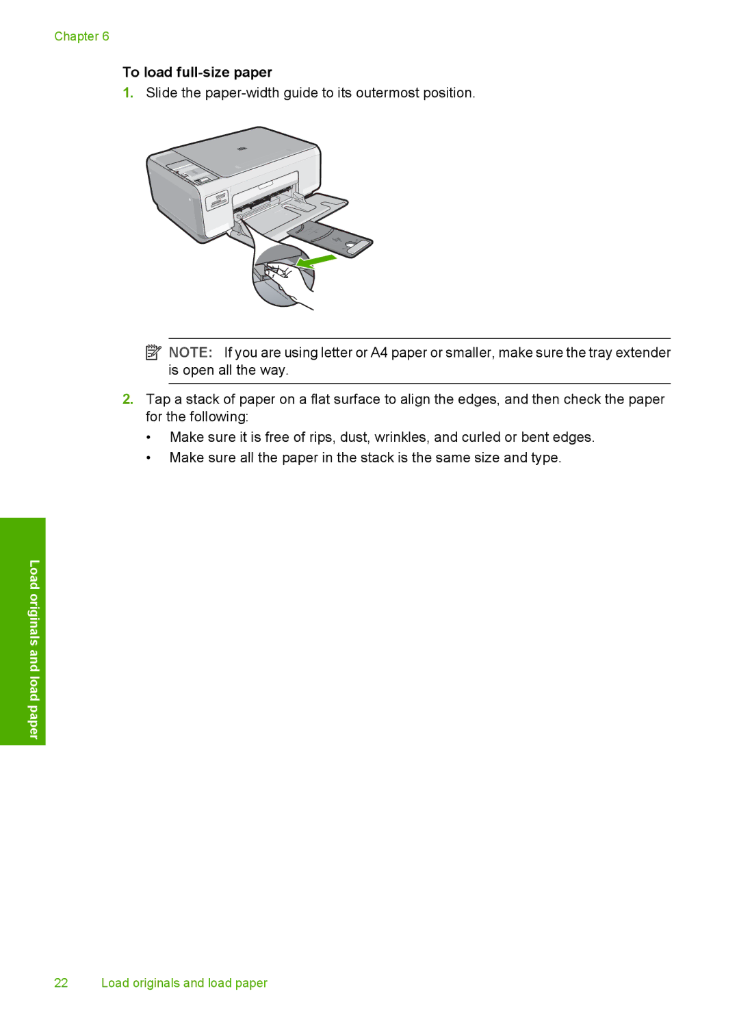 HP C4200 manual To load full-size paper 