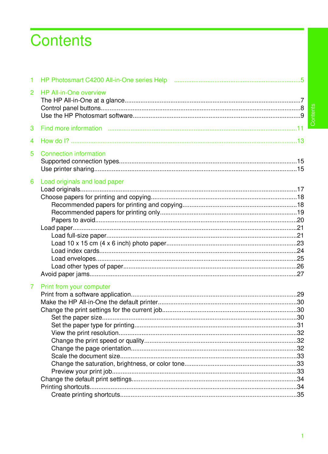 HP C4200 manual Contents 