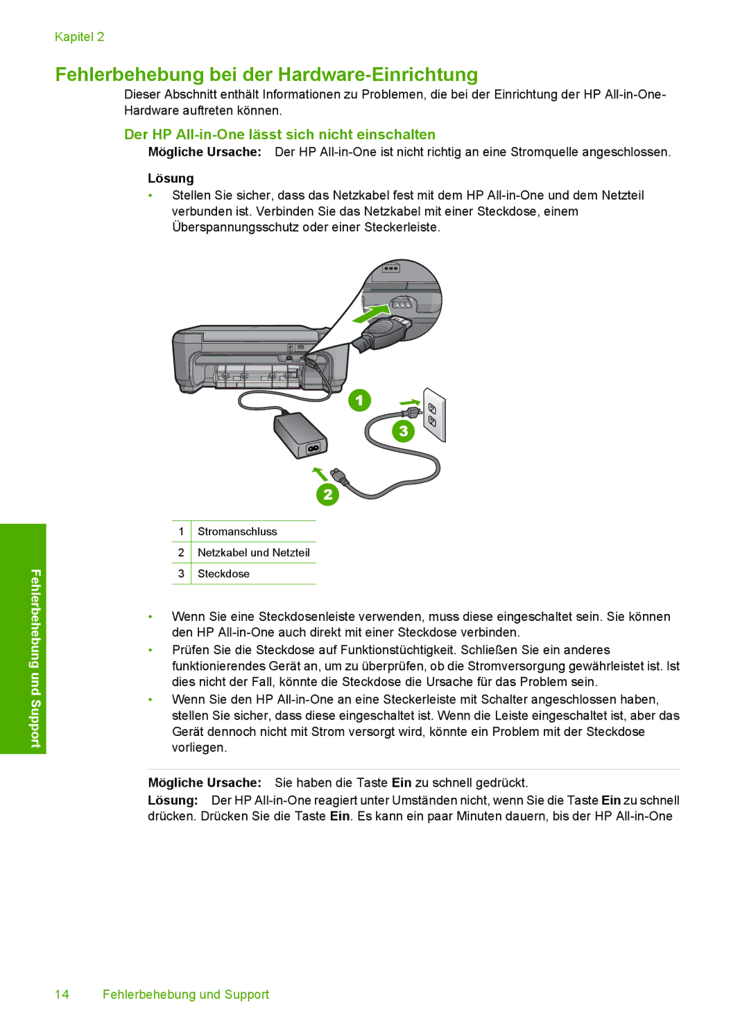 HP C4200 manual Fehlerbehebung bei der Hardware-Einrichtung, Lösung 