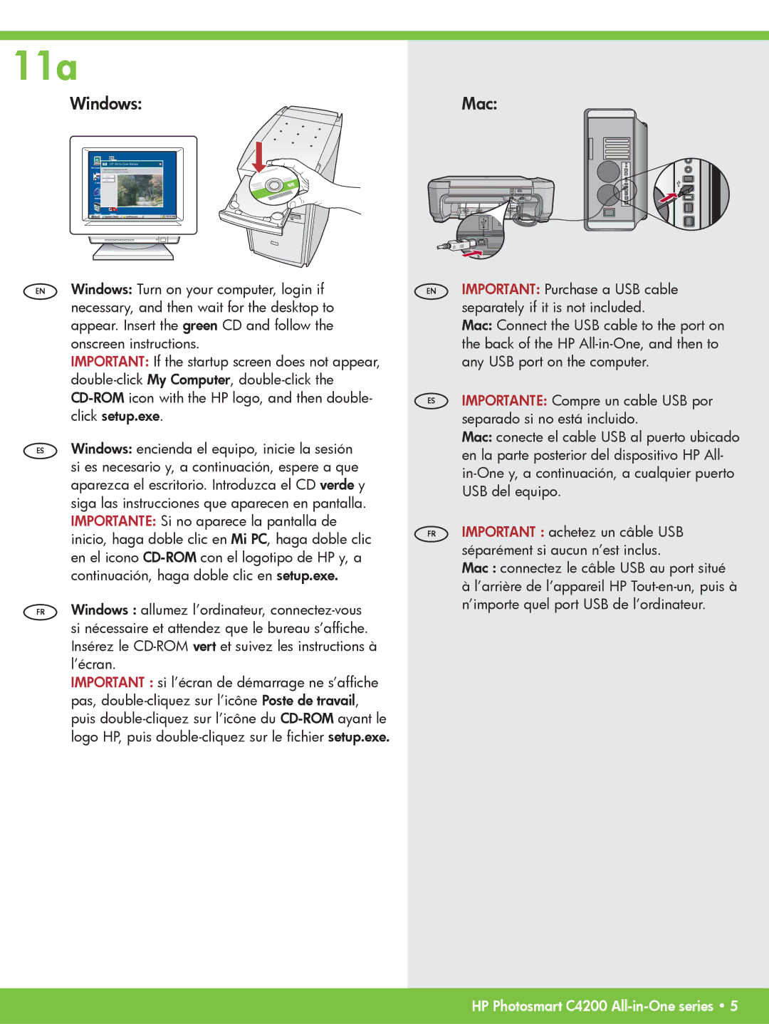 HP C4270, C4283, C4280, C4288, C4273, C4272, C4250, C4210, C4240 manual 11a, WindowsMac 