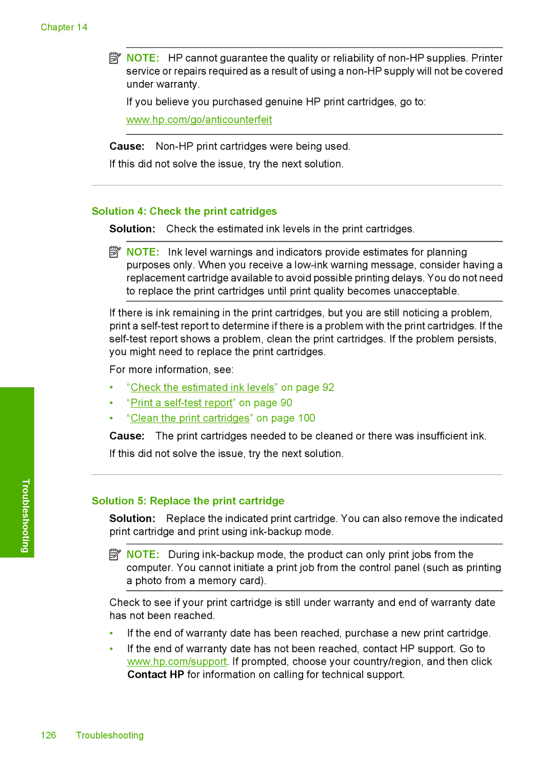 HP C4342, C4344 manual Solution 4 Check the print catridges, Solution 5 Replace the print cartridge 