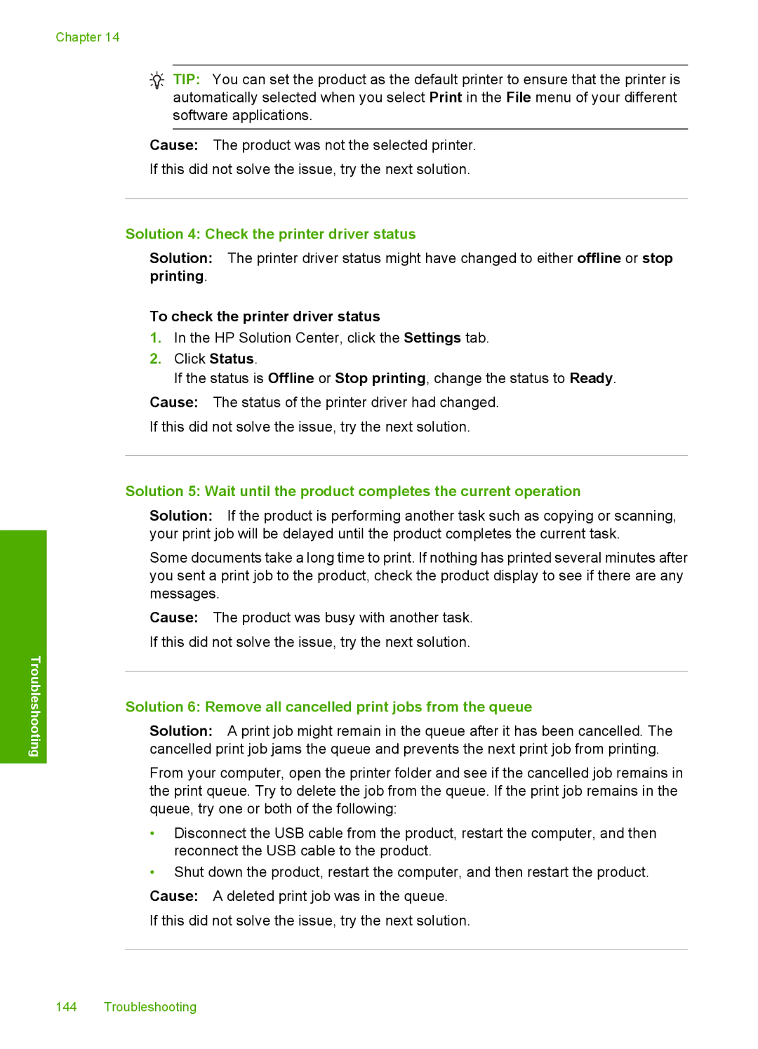 HP C4342, C4344 manual Solution 4 Check the printer driver status 