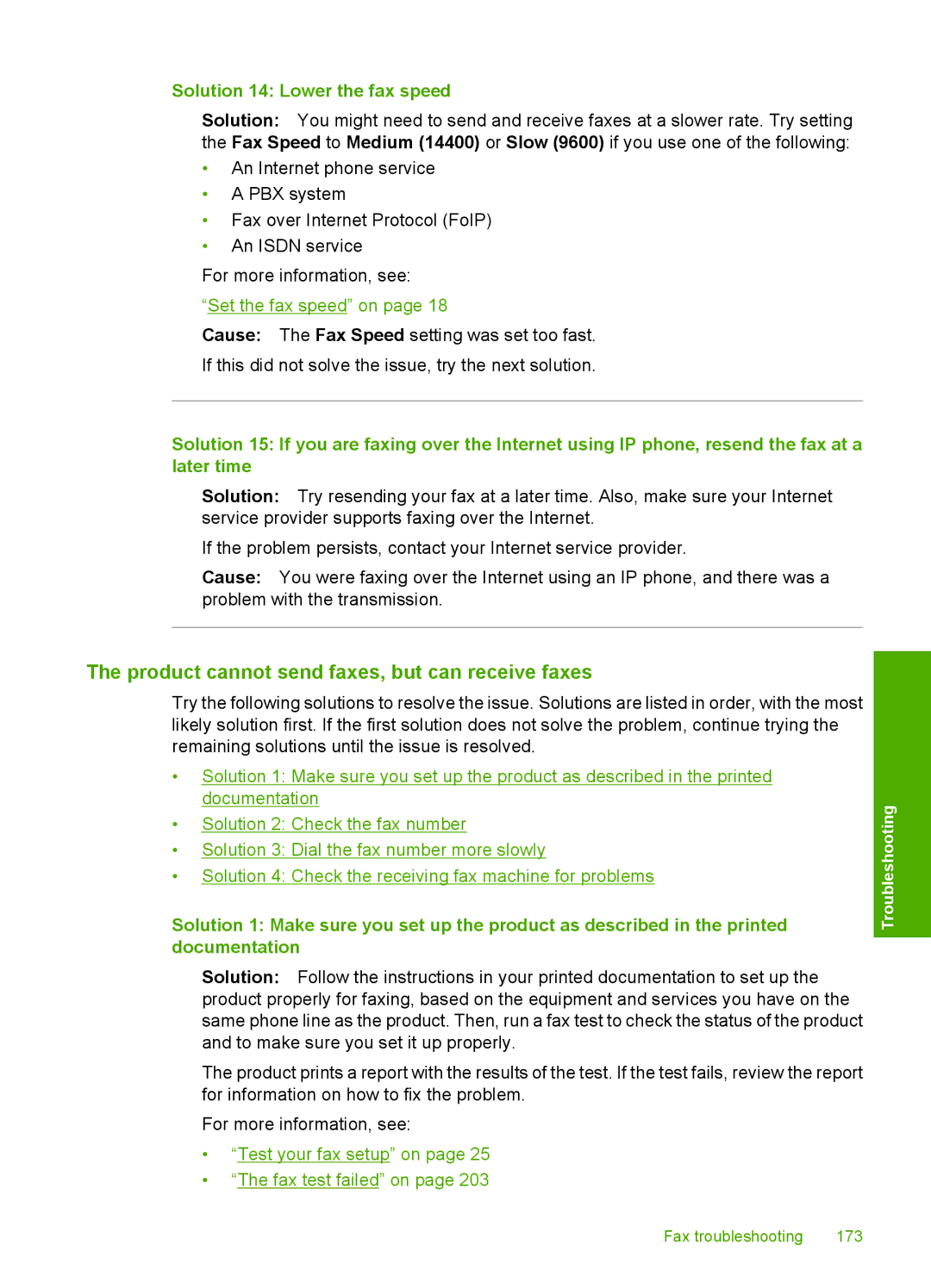 HP C4344, C4342 manual Product cannot send faxes, but can receive faxes, Solution 14 Lower the fax speed 