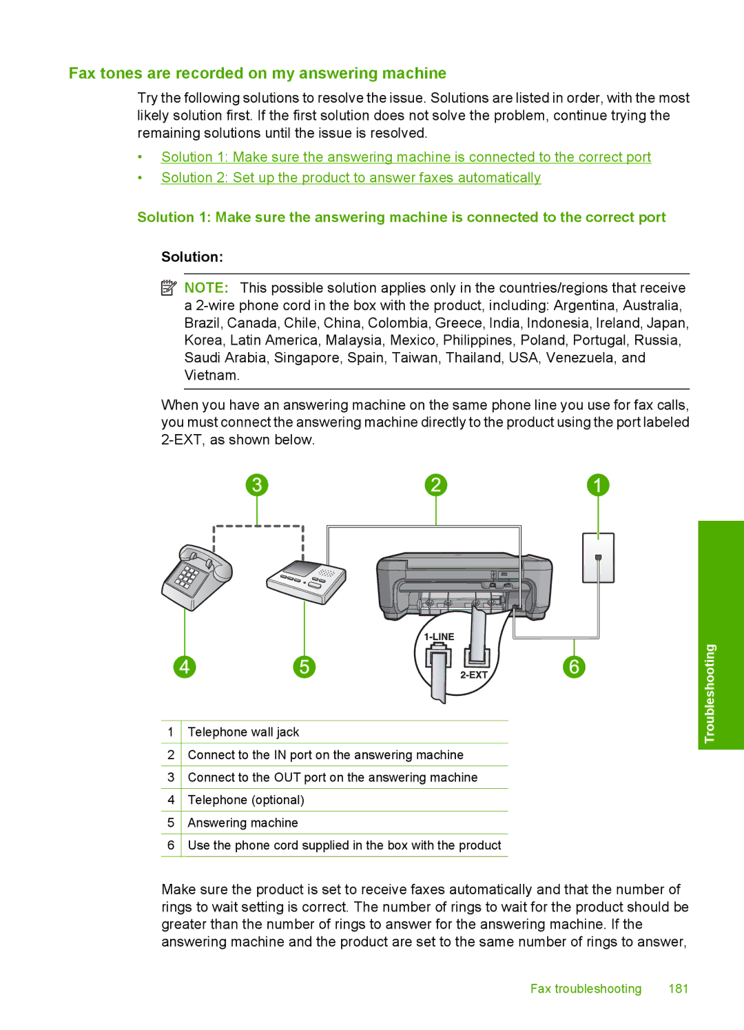 HP C4344, C4342 manual Fax tones are recorded on my answering machine, Solution 