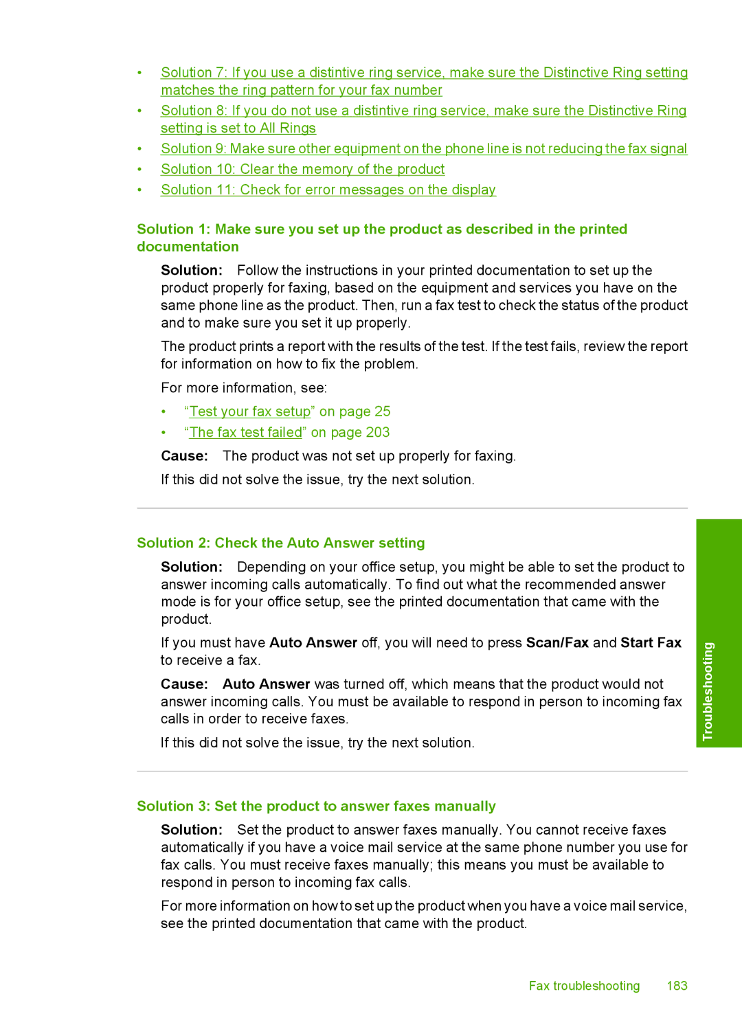 HP C4344, C4342 Solution 2 Check the Auto Answer setting, Solution 3 Set the product to answer faxes manually 